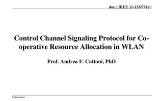 Control Channel Signaling Protocol for Co-operative Resource Allocation in WLAN