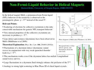 Phase diagram of MnSi (after Pfleider er et al 2001)