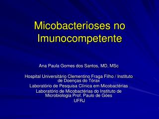 Micobacterioses no Imunocompetente