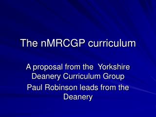 The nMRCGP curriculum