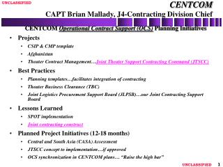 CENTCOM CAPT Brian Mallady, J4-Contracting Division Chief