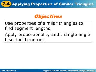 Use properties of similar triangles to find segment lengths.