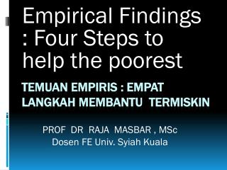 Temuan Empiris : Empat langkah membantu termiskin