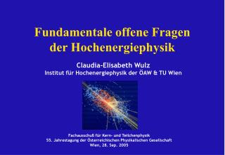 Fundamentale offene Fragen der Hochenergiephysik