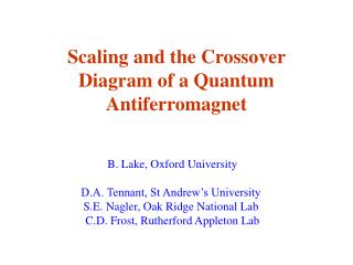 Scaling and the Crossover Diagram of a Quantum Antiferromagnet