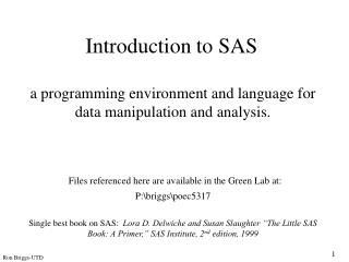 Introduction to SAS