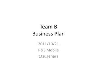 Team B Business Plan