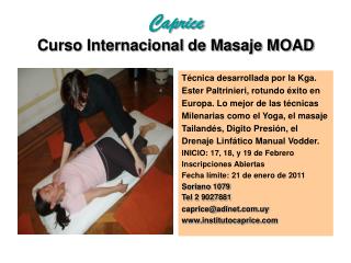 Caprice Curso Internacional de Masaje MOAD