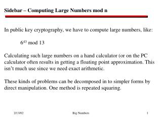 Sidebar – Computing Large Numbers mod n