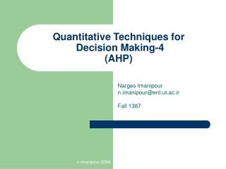 Quantitative Techniques for Decision Making-4 (AHP)