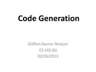 Code Generation