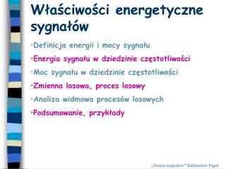 Właściwości energetyczne sygnałów