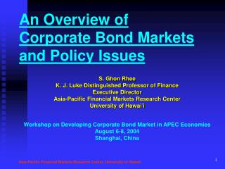 An Overview of Corporate Bond Markets and Policy Issues