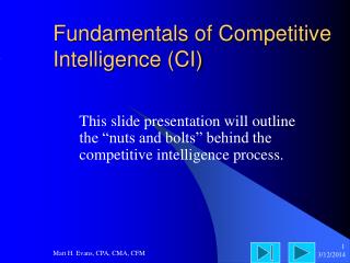 Fundamentals of Competitive Intelligence (CI)