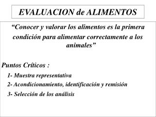 EVALUACION de ALIMENTOS