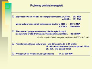 Zapotrzebowanie Polski na energię elektryczną w 2030 r. 217 TWh