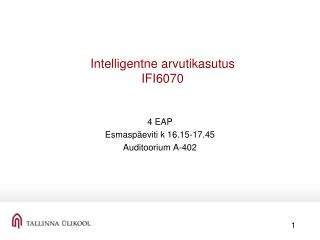 Intelligentne arvutikasutus IFI6070