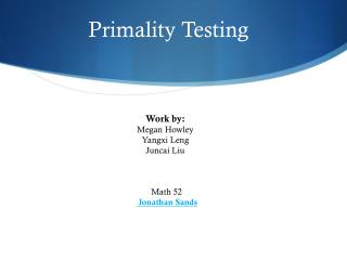 Primality Testing