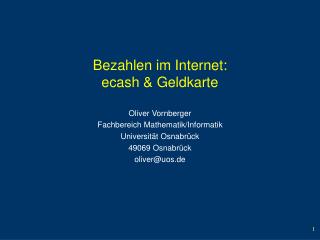 Bezahlen im Internet: ecash &amp; Geldkarte