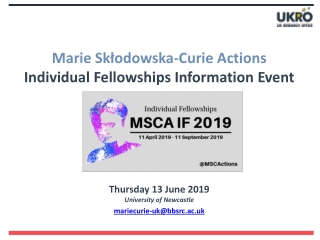 Marie Skłodowska -Curie Actions Individual Fellowships Information Event