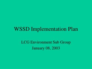 WSSD Implementation Plan
