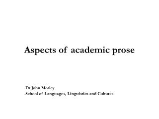 Aspects of academic prose