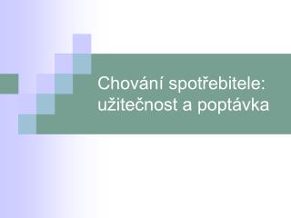 Chování spotřebitele: užitečnost a poptávka