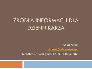 Źródła informacji dla dziennikarza