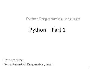 Python – Part 1