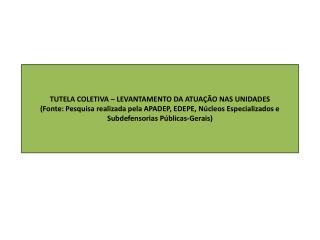 TUTELA COLETIVA – LEVANTAMENTO DA ATUAÇÃO NAS UNIDADES