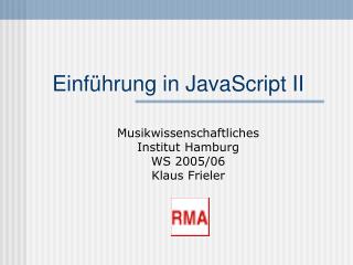 Einführung in JavaScript II