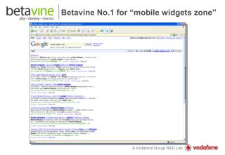 Betavine No.1 for “mobile widgets zone”