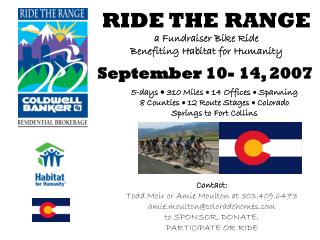 RIDE THE RANGE a Fundraiser Bike Ride Benefiting Habitat for Humanity