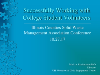 Successfully Working with College Student Volunteers