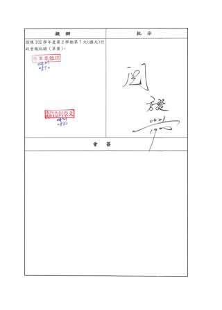 高雄女中 102 學年度第 2 學期第 7 次 ( 擴大 ) 行政會報簽到單