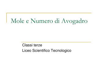 Mole e Numero di Avogadro