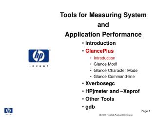 Tools for Measuring System and Application Performance