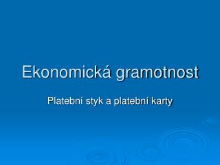 Ekonomická gramotnost