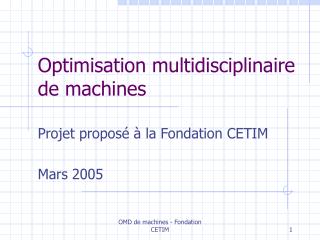 Optimisation multidisciplinaire de machines