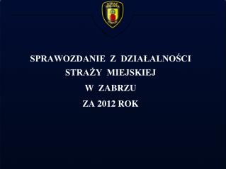 SPRAWOZDANIE Z DZIAŁALNOŚCI STRAŻY MIEJSKIEJ W ZABRZU ZA 2012 ROK