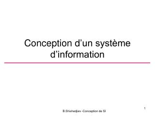Conception d ’un système d’information