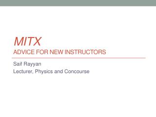 MITx Advice for new instructors