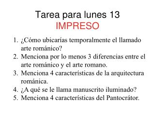 Tarea para lunes 13 IMPRESO