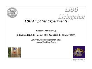 LSU Amplifier Experiments Rupal S. Amin (LSU)