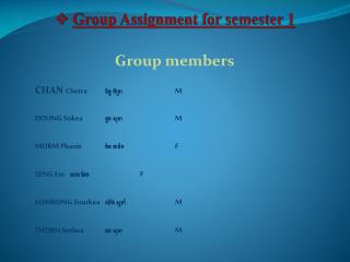 Group Assignment for semester 1