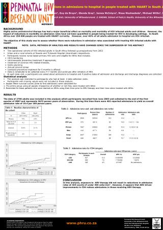 Reductions in admissions to hospital in people treated with HAART in South Africa?