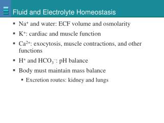 Fluid and Electrolyte Homeostasis