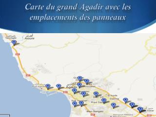 Carte du grand A gadir avec les emplacements des panneaux