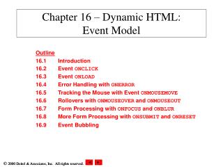 Chapter 16 – Dynamic HTML: Event Model
