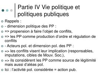 Partie IV Vie politique et politiques publiques